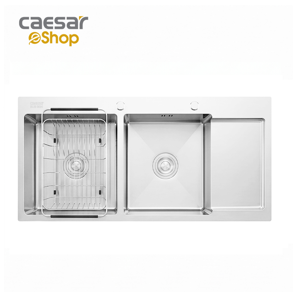 Chậu rửa chén inox 2 hộc có bàn ráo nước - KSH22H100SX