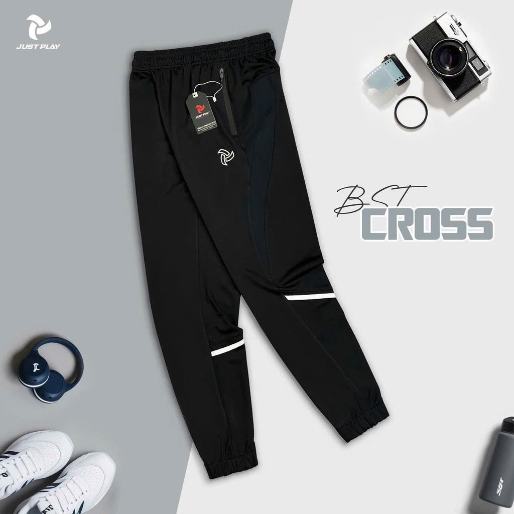 Quần dài thể thao Jogger Just Play - CROSS - Đen