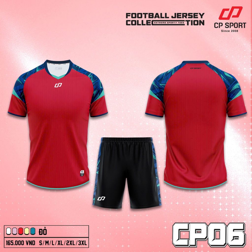 Quần Áo Bóng Đá Không Logo CP 06 - Đỏ