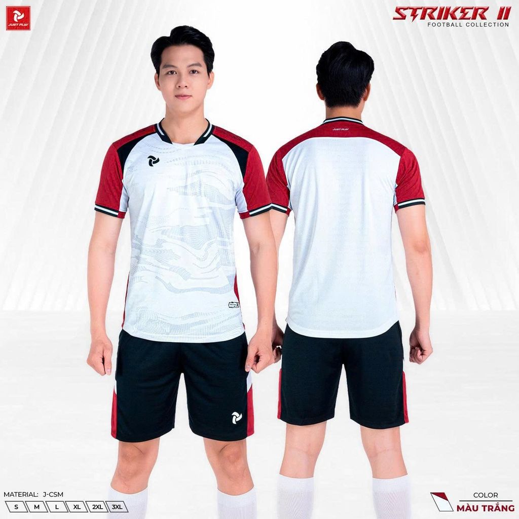 Quần Áo Bóng Đá Không Logo JP Striker II - Trắng