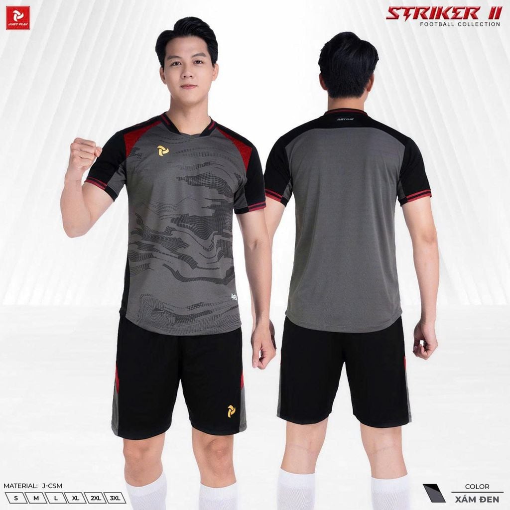 Quần Áo Bóng Đá Không Logo JP Striker II - Xám