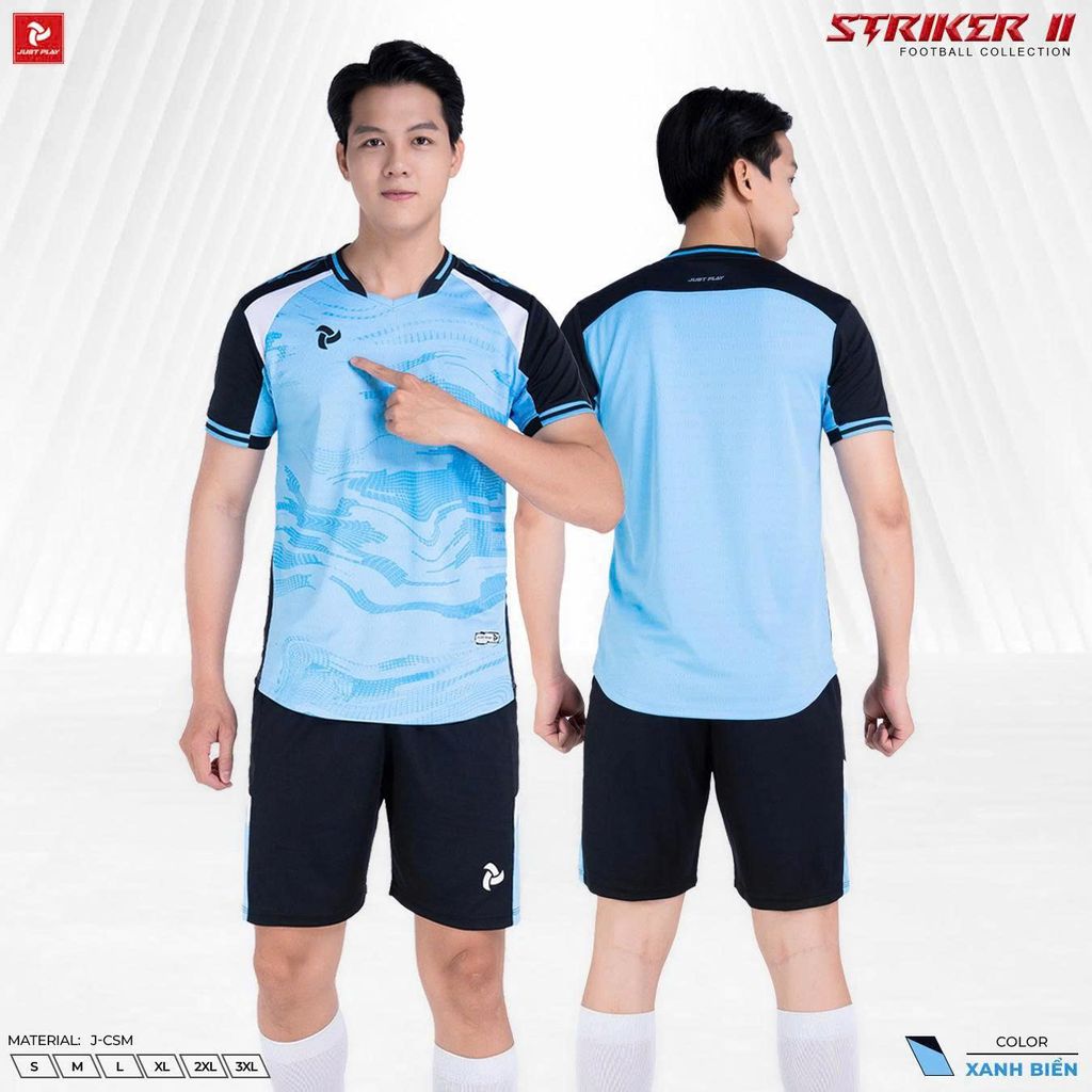 Quần Áo Bóng Đá Không Logo JP Striker II - Xanh Biển