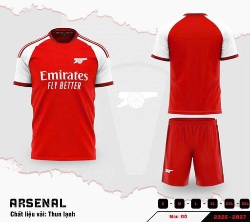 QUẦN ÁO BÓNG ĐÁ ARSENAL ĐỎ 26/27 - MẪU MỚI NHẤT