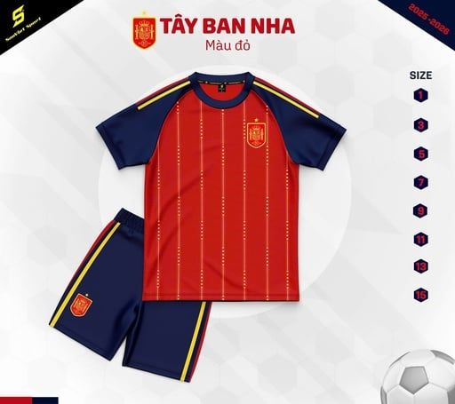 Quần Áo Bóng Đá Trẻ Em ĐT Tây Ban Nha Sân Nhà Đỏ