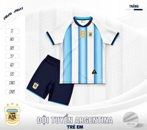 Quần Áo Bóng Đá Trẻ Em CLB Argentina - Mẫu Mới Nhất