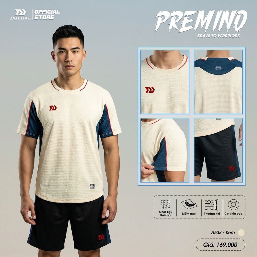 Quần Áo Bóng Đá Không Logo Bulbal Premino A538 - Kem