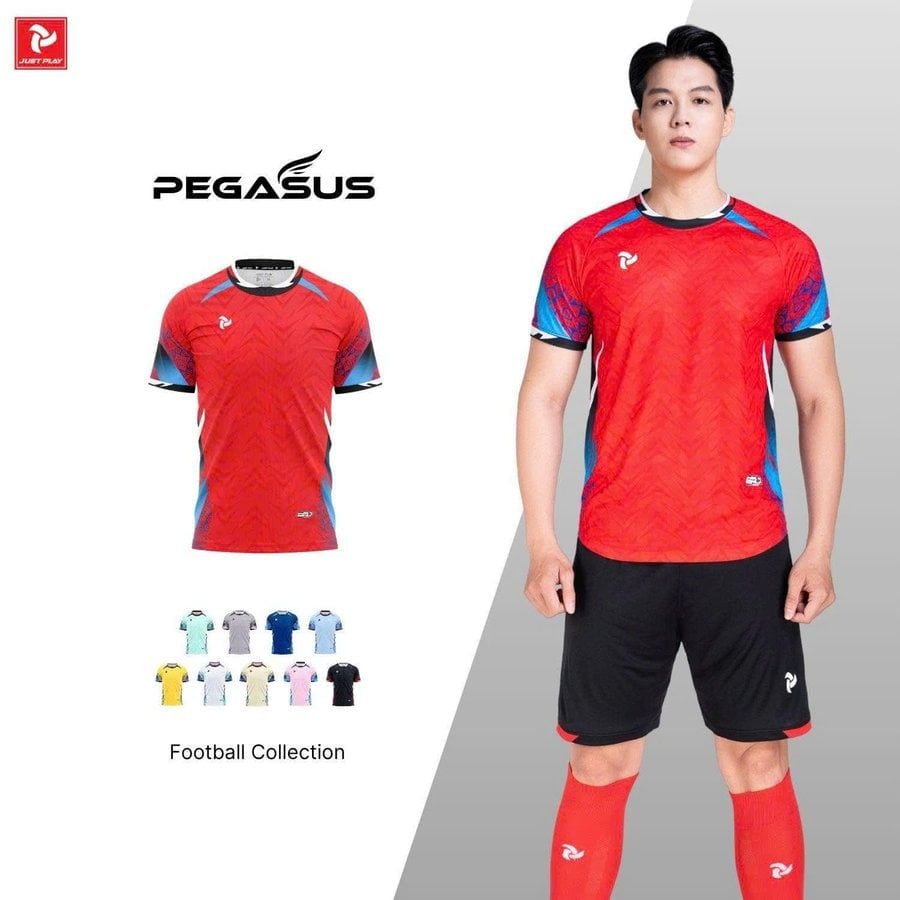 Quần Áo Bóng Đá Không Logo JUST PLAY Pegasus - Đỏ