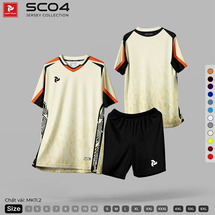 Quần Áo Bóng Đá Không Logo JustPlay SC04 - Kem