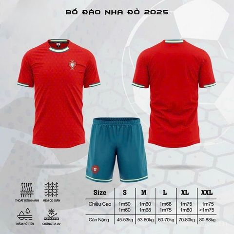 Quần Áo Bóng Đá Đội Tuyển Bồ Đào Nha Đỏ - Mẫu Mới Nhất
