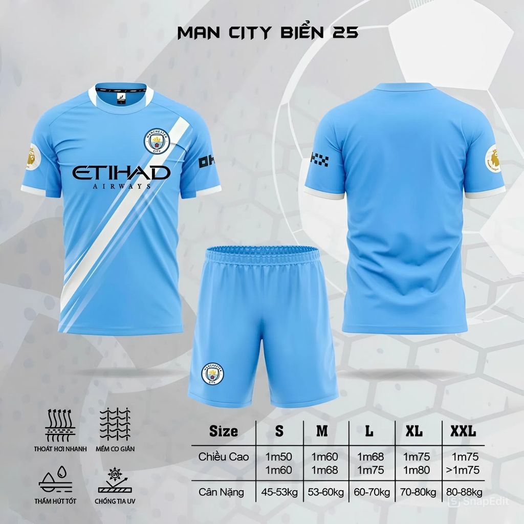 Quần Áo Bóng Đá CLB Man City 25/26 - Xanh