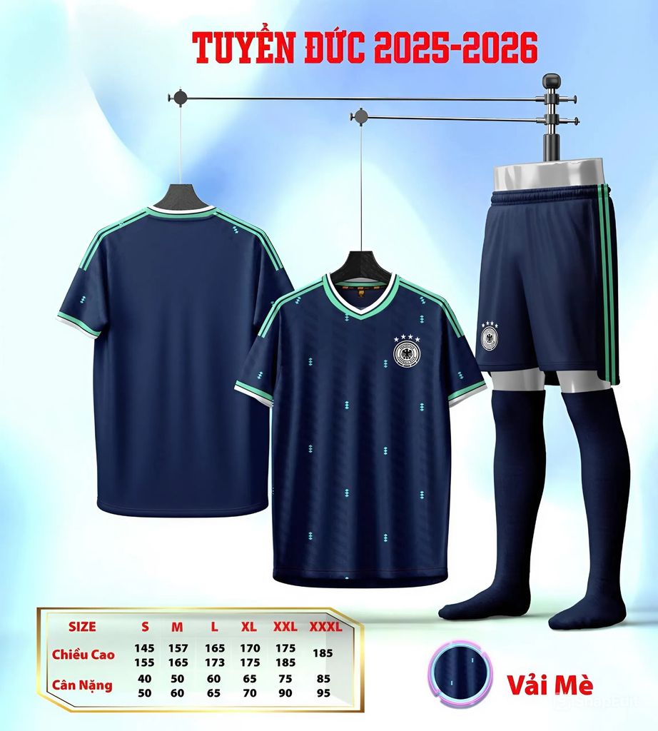 Quần Áo Đá Bóng Đội Tuyển Quốc Gia Đức Xanh Đen 25/26 - Mẫu mới nhất