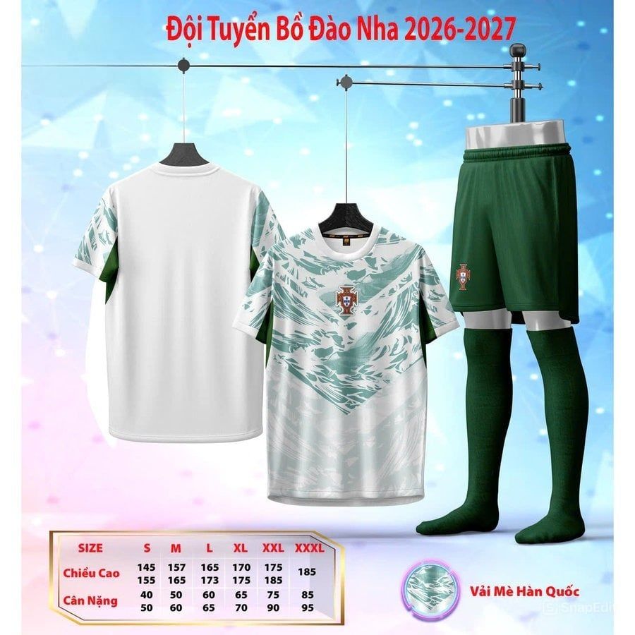 Quần Áo Bóng Đá Đội Tuyển Bồ Đào Nha 2026 - Chuẩn Mẫu Thi Đấu