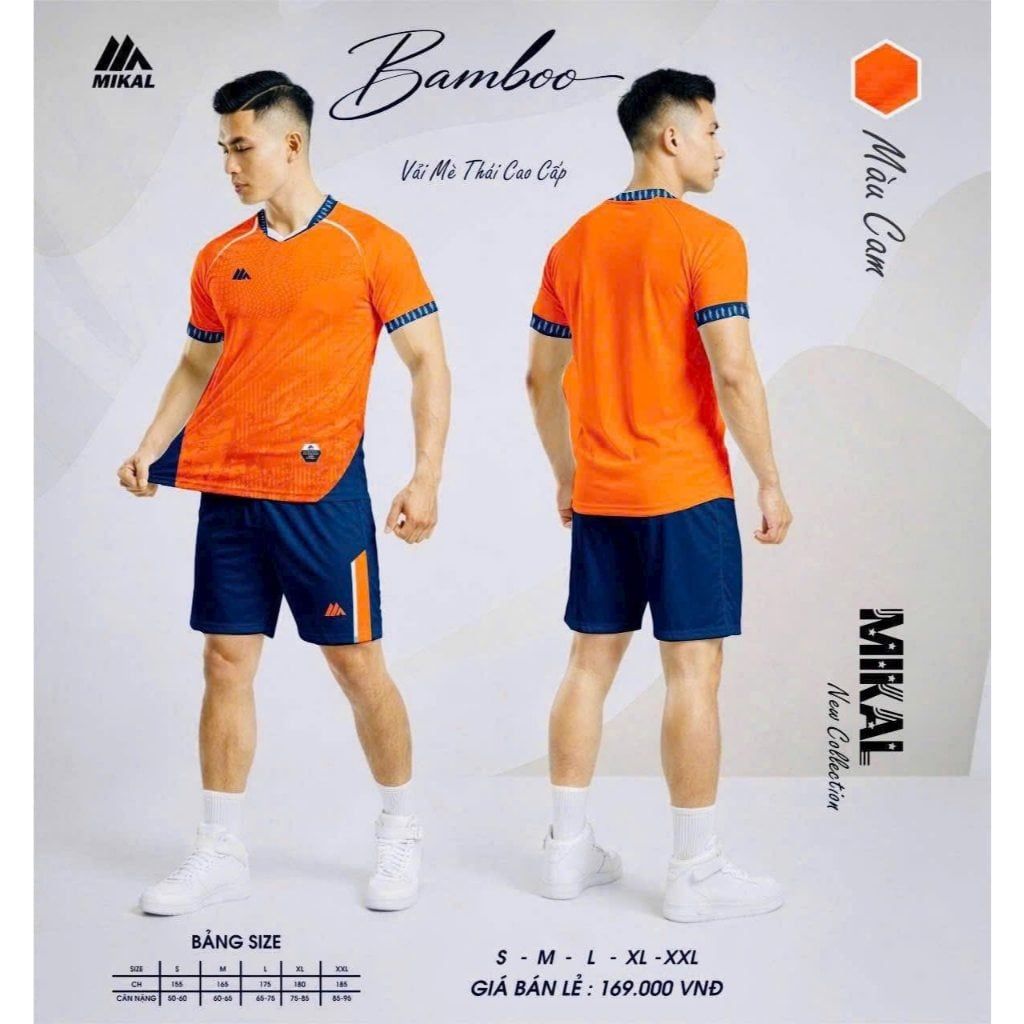 Quần Áo Bóng Đá Không Logo Mikal Bamboo (K8) - Cam