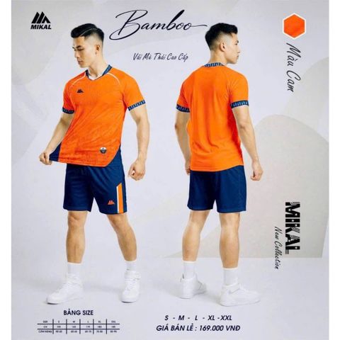 Quần Áo Bóng Đá Không Logo Mikal Bamboo (K8) - Cam