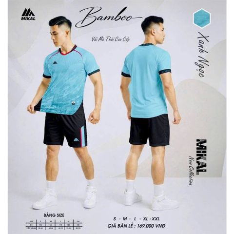 Quần Áo Bóng Đá Không Logo Mikal Bamboo (K8) - Xanh Ngọc