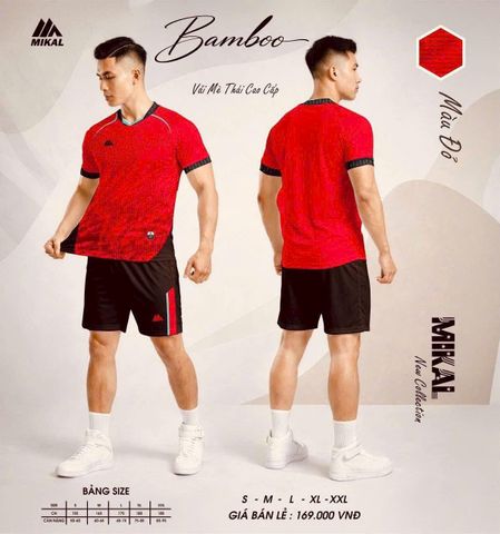 Quần Áo Bóng Đá Không Logo Mikal Bamboo (K8) - Đỏ