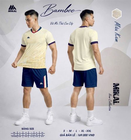 Quần Áo Bóng Đá Không Logo Mikal Bamboo (K8) - Kem
