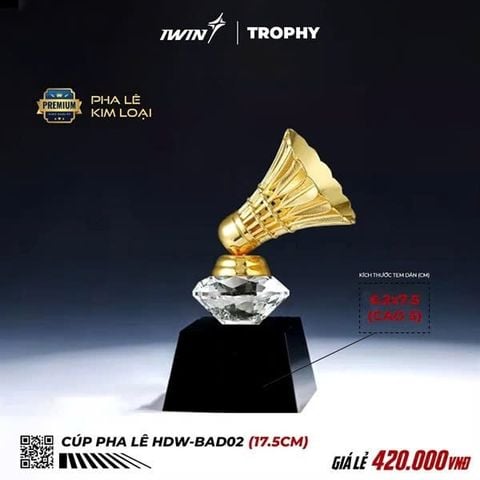 Cup Cầu Lông Pha lê iWin BAD02