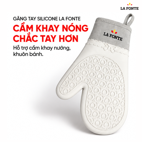  Găng Tay Nướng Bánh Silicone La Fonte Màu Trắng (29.5 x 18 x 1.5 cm) – Chịu Nhiệt Chống Trượt 
