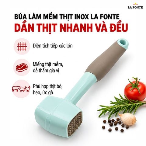  Búa Làm Mềm Thịt Inox La Fonte 20.5 x 7 x 5 cm – Cầm Chắc Chống Trượt 