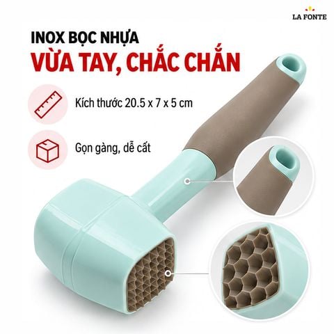  Búa Làm Mềm Thịt Inox La Fonte 20.5 x 7 x 5 cm – Cầm Chắc Chống Trượt 