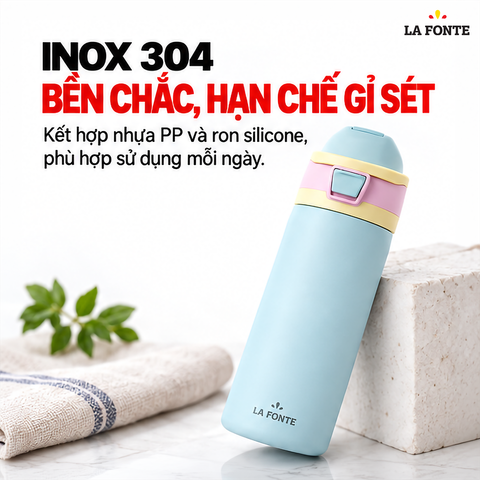  Bình Giữ Nhiệt Inox 304 La Fonte Minimal 720 ml Màu Xanh Dương – Giữ Nóng Lạnh Tiện Lợi 