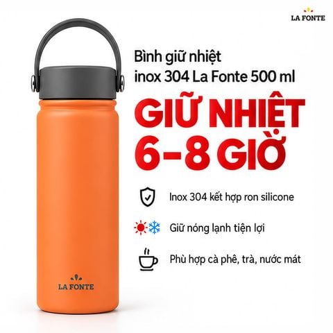  Bình Giữ Nhiệt 500ml Inox 304 La Fonte Màu Cam 