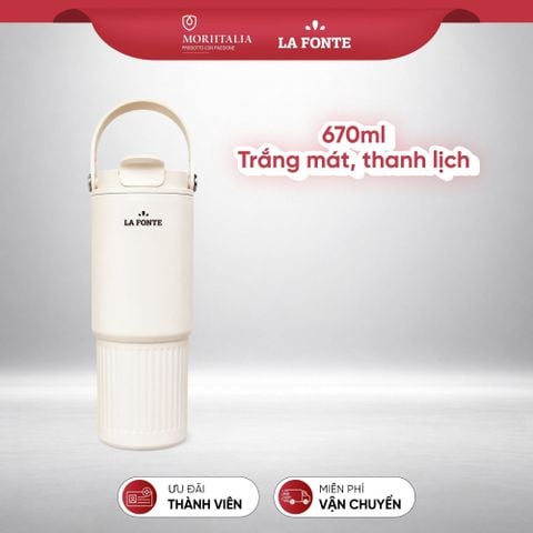  Ly Giữ Nhiệt 670ml Inox 304 Có Quai Xách La Fonte Màu Trắng 