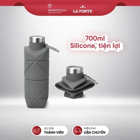  Bình Nước Thể Thao Gấp Gọn Silicone La Fonte 700 ml - Xám 