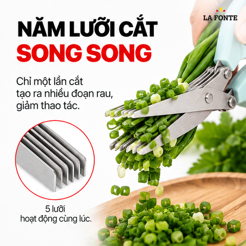  Kéo 5 Lưỡi Đa Dụng Thép Không Gỉ La Fonte 19cmx7.3cmx1.6 cm – Bền Bỉ Chống Gỉ 