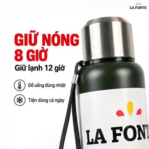  Bình Giữ Nhiệt La Fonte 1500 ml Màu Đen – Quai Xách Tiện Mang Theo 