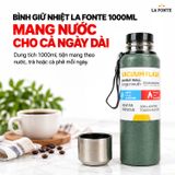  Bình Giữ Nhiệt SUS304 La Fonte 1000 ml Màu Xanh Lá – Quai Xách Tiện Mang Theo 