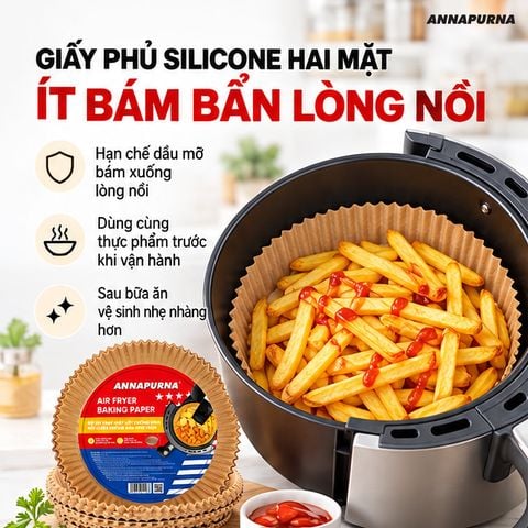  Khay Giấy Lót Nồi Chiên Annapurna Tròn, 120 Khay Màu Nâu – Giữ Cặn Thức Ăn Gọn Trong Khay 