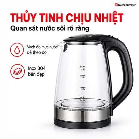  Ấm Đun Nước Kuchenzimmer 1.8 L – Dẫn Nhiệt Nhanh 