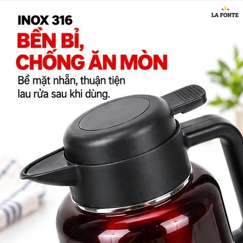  Bình Cà Phê 2.2 L 014748 Red Inox 316 La Fonte 2.2 L Đỏ – Bền Bỉ Chống Gỉ 