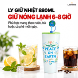  Ly Giữ Nhiệt Inox 304 Peace On Earth La Fonte 880 ml – Kèm Ống Hút Tiện Dụng 