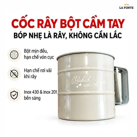  Cốc Rây Bột Cầm Tay 430 Inox La Fonte – Bền Bỉ Chống Gỉ 