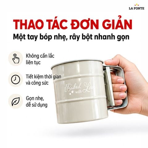  Cốc Rây Bột Cầm Tay 430 Inox La Fonte – Bền Bỉ Chống Gỉ 