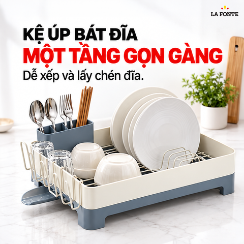  Kệ Úp Bát Dĩa La Fonte – Kèm Khay Thoát Nước 