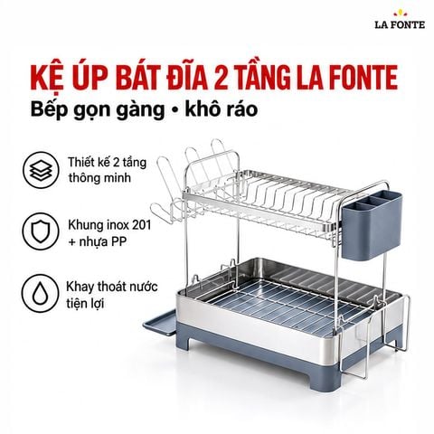  Kệ Úp Bát Dĩa Hai Tầng La Fonte Có Khay Thoát Nước – Tiện Dùng Hằng Ngày 