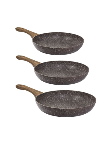  Chảo phủ chống dính đá granite CS màu nâu, (1 bộ 3 cái) size 20x24x28 - 064143 