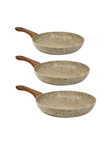  Chảo phủ chống dính đá granite CS màu vàng, (1 bộ 3 cái) size 20x24x28 - 065324 