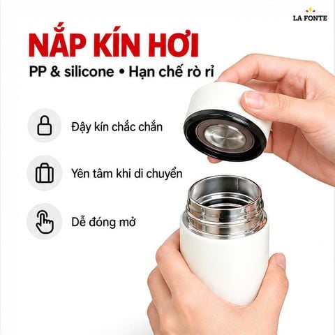  Bình Giữ Nhiệt La Fonte 500 ml Màu Trắng – Quai Xách Tiện Mang Theo 