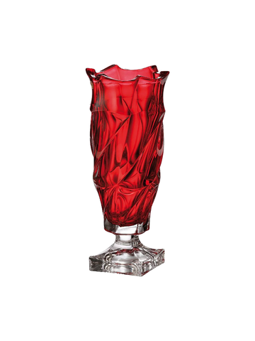  Bình hoa pha lê có chân Flamenco màu đỏ Bohemia 380mm 