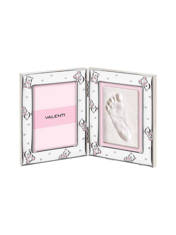  Khung ảnh và tranh bàn chân gấu Teddy,màu hồng-xanh,kích thước 9x13 mạ bạc hiệu VALENTI  - 731403LRA 