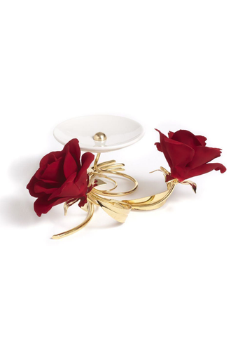  Đồ trang trí Napoleon hình giá treo vòng tay mạ vàng với hoa hồng sứ,kt 20x20x12cm,code 8399/09 