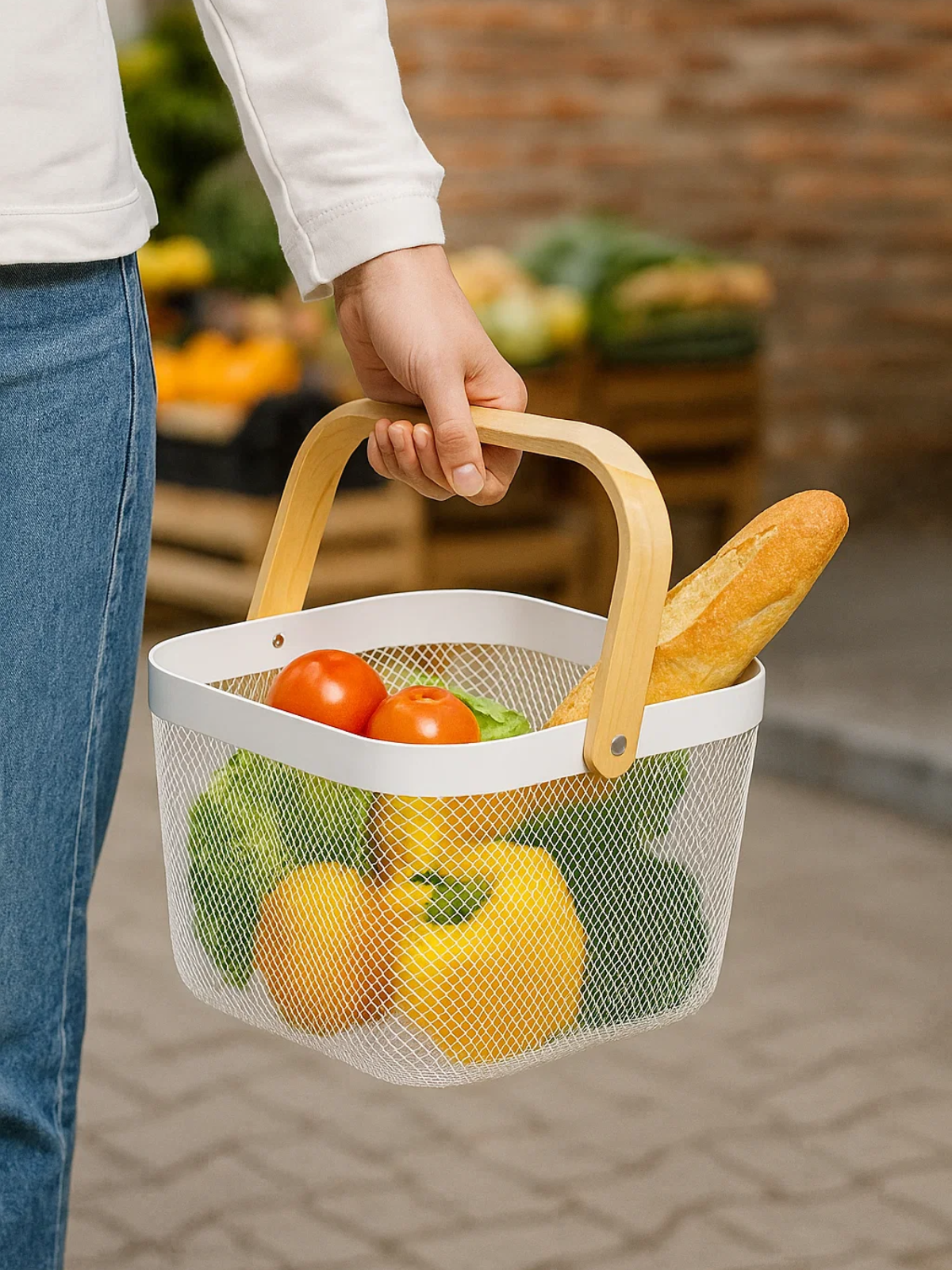  Giỏ Lưới Đa Năng Có Tay Cầm Bằng Tre La Fonte-015981 