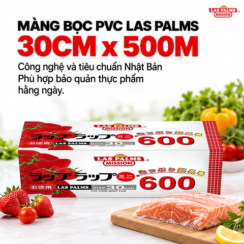  Màng Bọc Thực Phẩm Las Palms 30 cm x 500 m – Kèm Dao Cắt Nhựa 