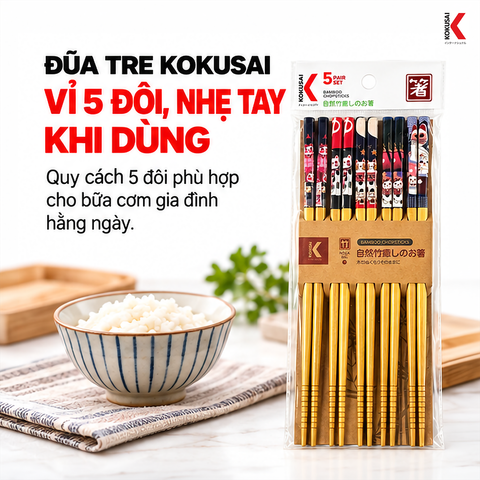  Đũa Tre Kokusai 22.5 cm – Tiện Dùng Trong Bữa Ăn 