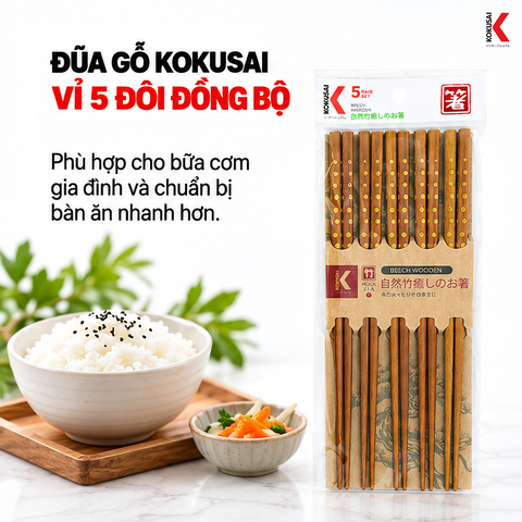  Đũa Gỗ Kokusai 20 cm – Tiện Dùng Trong Bữa Ăn 